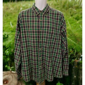 Eddie Bauer Mens Classic Fit Button Down Shirt Size XL/XG Long Sleeve Green